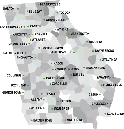 Mapa del estado de Georgia