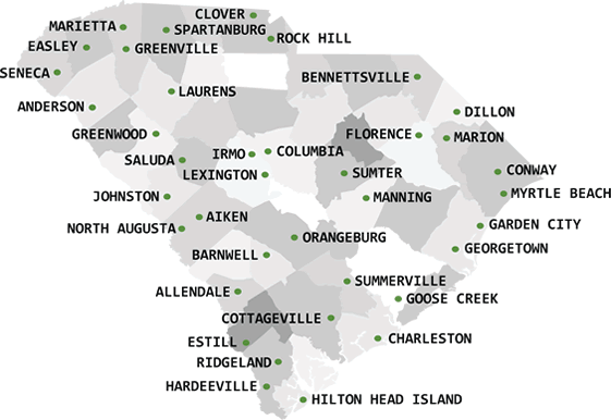 south carolina map